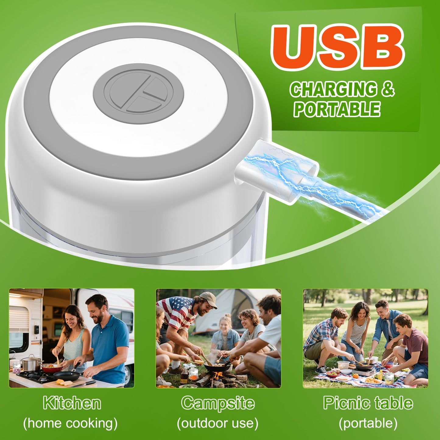 Electric Vegetable Chopper, Rechargable USB Blender to Vegetable Portable Food Processor Onion Mincer, Cordless Meat Grinder for Vegetable, Compact Food Processor for Ginger Chili Fruit Meat Salad