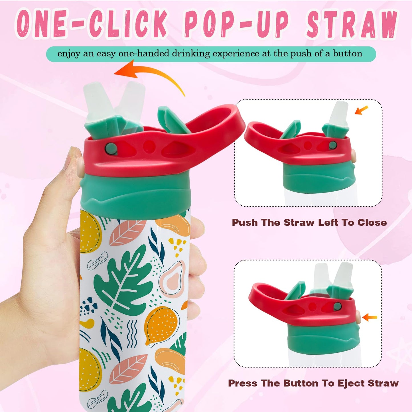 ZREGGUR Mixed Color 30pack 12oz Kids Sippy Cup Sublimation Stainless Steel Thermos Kids Water Bottle For School Toddler Cups Spill Proof With Straws and Lids