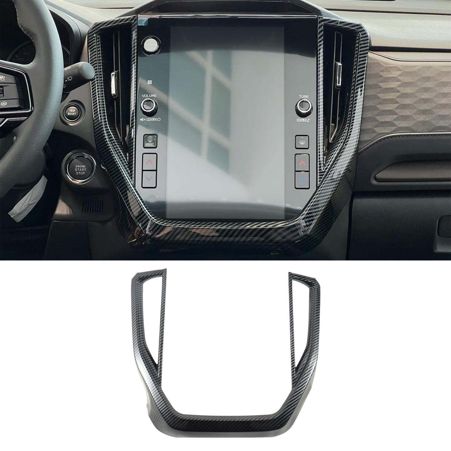 Tempsnow Interior Trim for Subaru Forester 2025 2026 Carbon Fiber Gear Shift Panel with Steering Wheel Trim