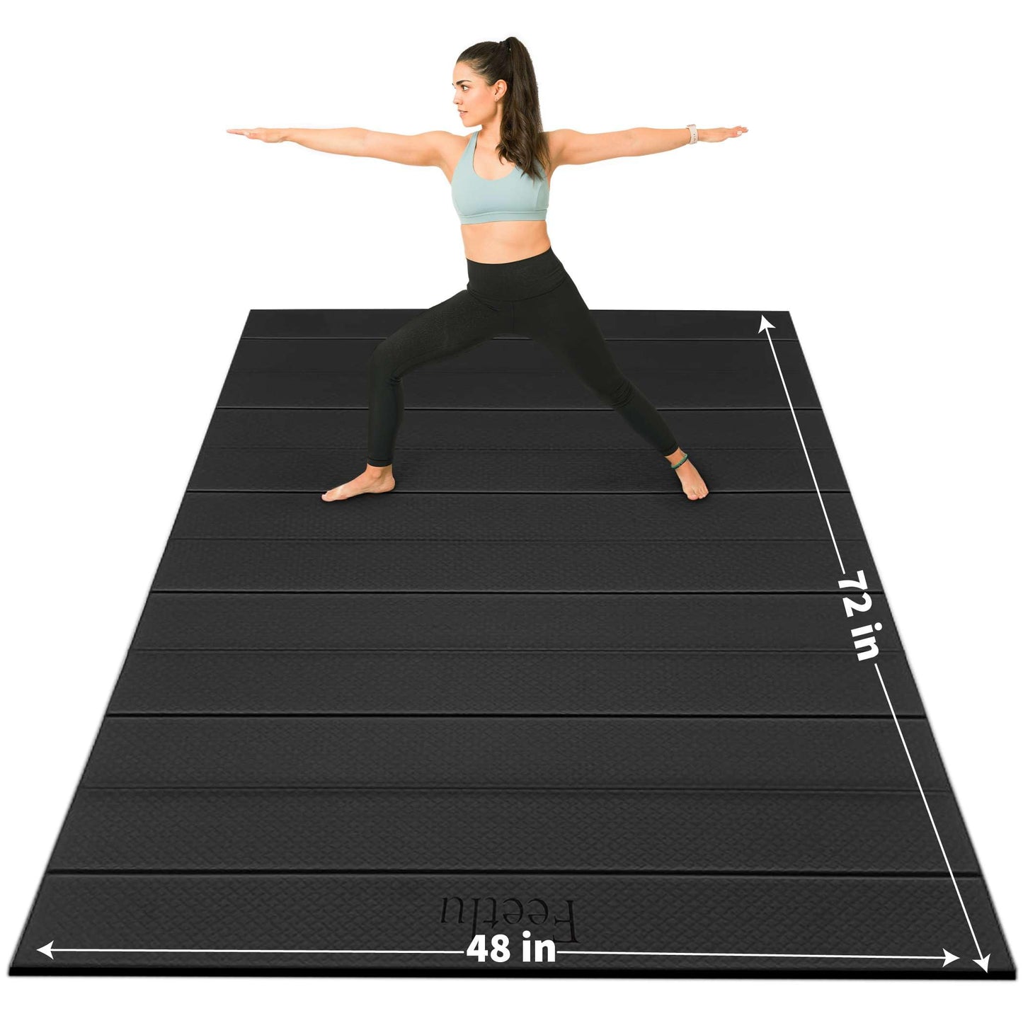 Feetlu Foldable Large Yoga Mat: Extra 1/3 Inch Thick Workout Mat for Home Gym and Travel - Anti-Slip Folding Exercise Mat for Yoga, Pilates, and More