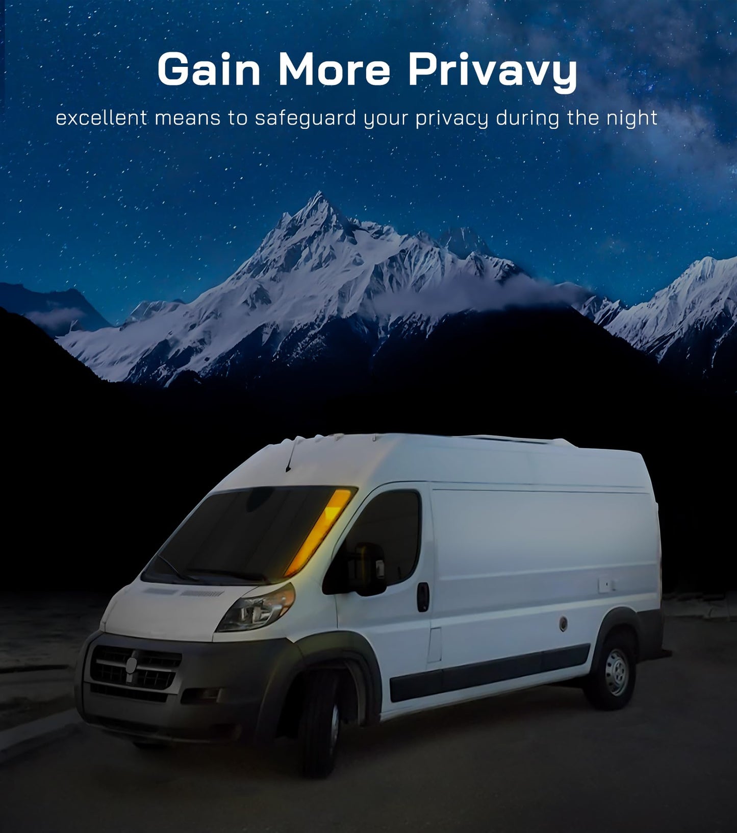 VANNCAMP Rear Door Window Covers(Pair) for Ford Econoline, Magnetic Insulated Blackout Window Sunshade, Foldable Design, AllSeasonGuard