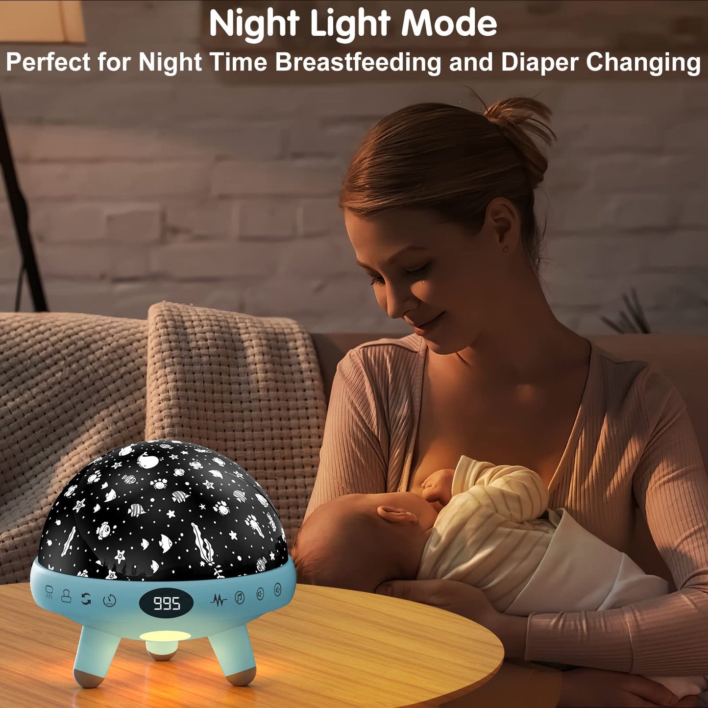 ZKYQSHDHX Night Lights for Kids Room with Sound Machine.Kids White Noise Machine with 29 Soothing Sounds for Baby Sleeping Baby Night Light Ocean Projector.for Bedroom Decoration