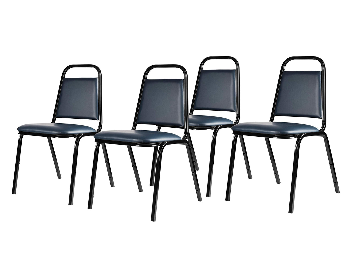 OEF Furnishings OEF9100 Series Banquet Chairs Premium Commercial Seating (4 Pack, Vinyl, Midnight Blue, Black Frame)