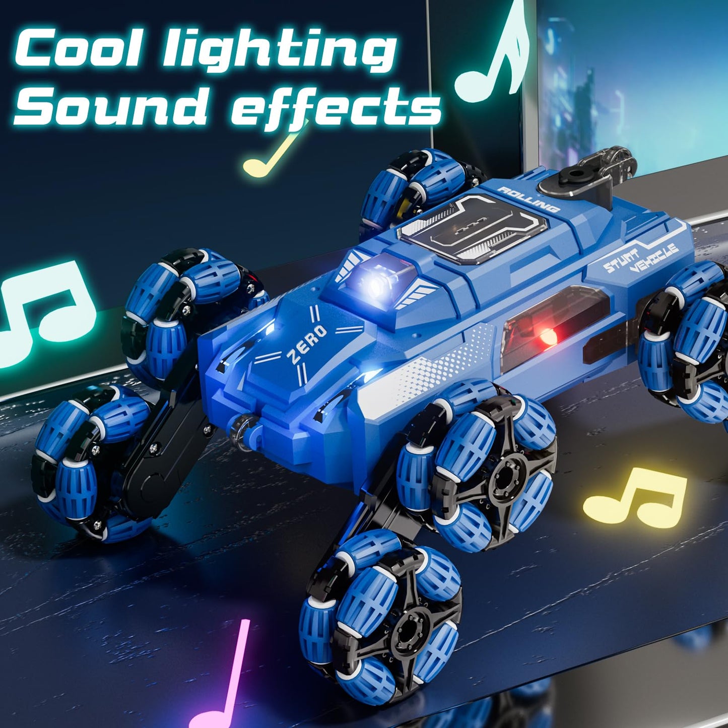 Cool 8 Wheel Gesture Control RC Stunt Car , Birthday Toys Gifts for 6 7 8-12 13 14 Year Old Boys , 2.4Ghz Hand controlled Remote Control Transform Drift Cars , Double Sided Climbing with Light & Music