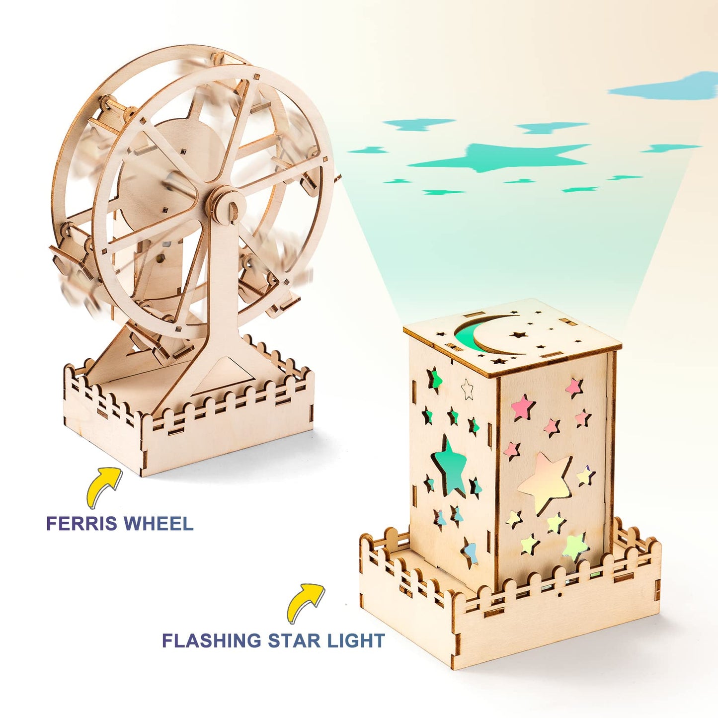 Yutin 5 Individual STEM Science Kits for Kids, Wood Arts and Craft Kits, STEM Toys for Boys Girls Age 8-12 8 10 12 13 14 Gift Idea, 3D Puzzles Building Engineering Model Set