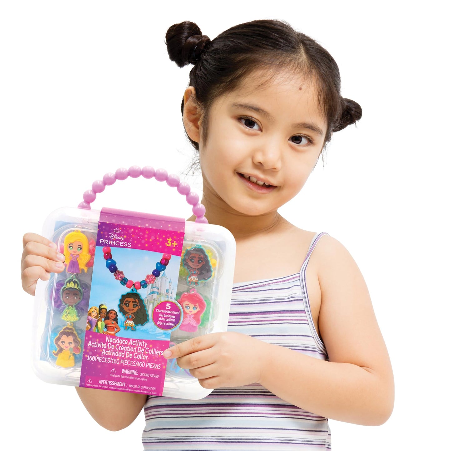 Disney Princess Necklace Activity Case – Jewelry Making Kit with Beads, Charms & Strings – Create Custom Princess Necklaces – Craft Gift for Girls Ages 3+ – Portable Storage Case Included
