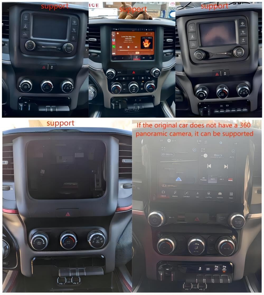 Large Touch Screen Car Navigation Radio for Dodge 2019-2024 RAM 1500 2500 3500，Tesla Style 12.1 Inch，Apple CarPlay GPS Music Video Web Player app Download，and retain All Original Vehicle Functions