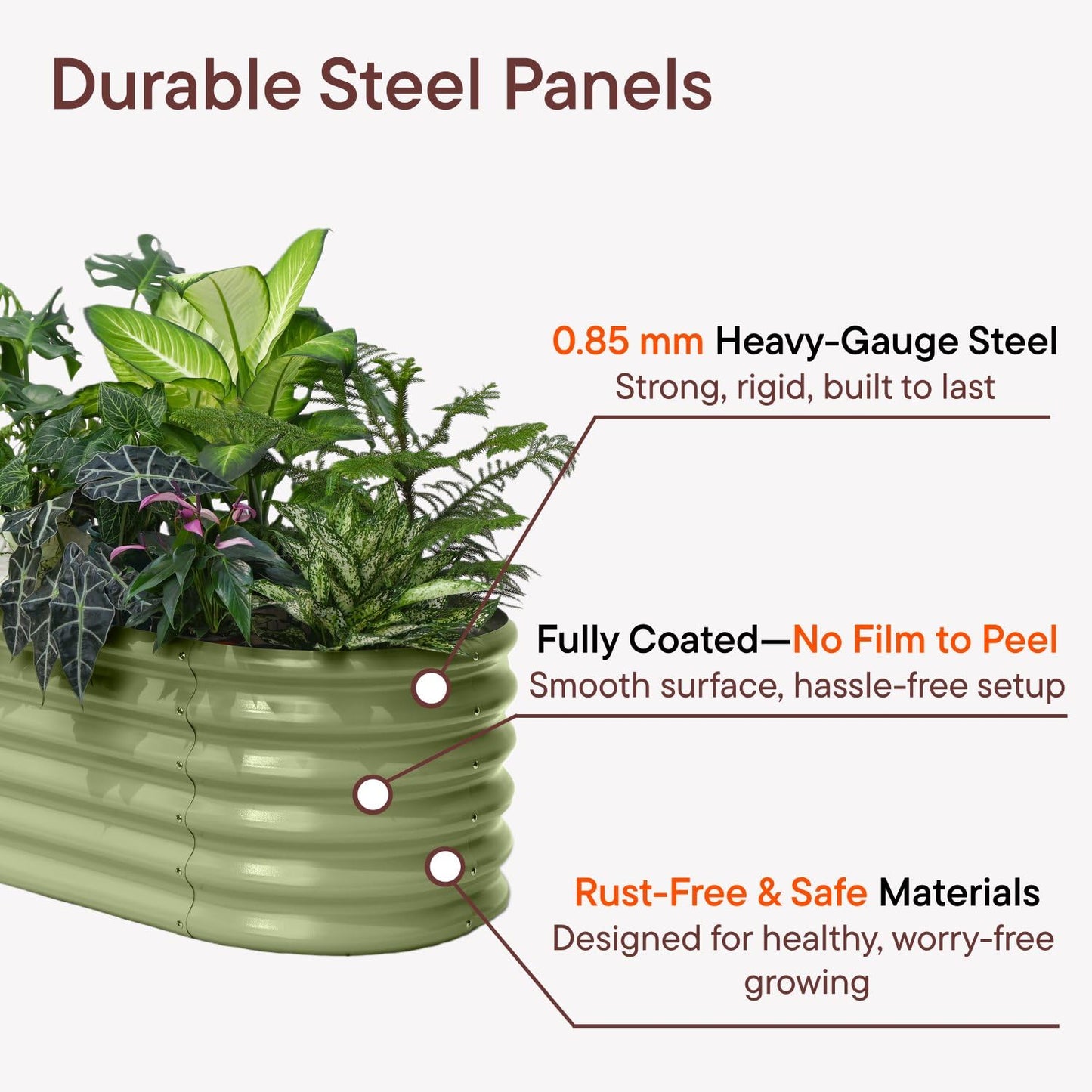 Annoell 4-Pack Galvanized Raised Garden Bed 8x2x1.5 ft, 17" Tall Planter Boxes Outdoor, Zn-Al-Mg Metal Raised Beds for Gardening Herb Fruit Vegetable, Modular Flower Bed for Outdoor Plants-Sand Beige