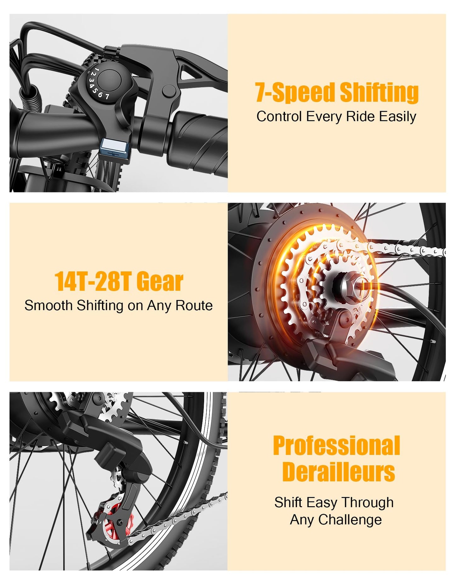 Electric Bike for Adults, 1500W Peak E bike with 48V 12Ah Internal Removable Battery, 26" Electric Bicycle Up to 25MPH, 65 Miles Long Range, 5 Modes & 7 Speeds, Lightweight Cruiser E-bike for Commute