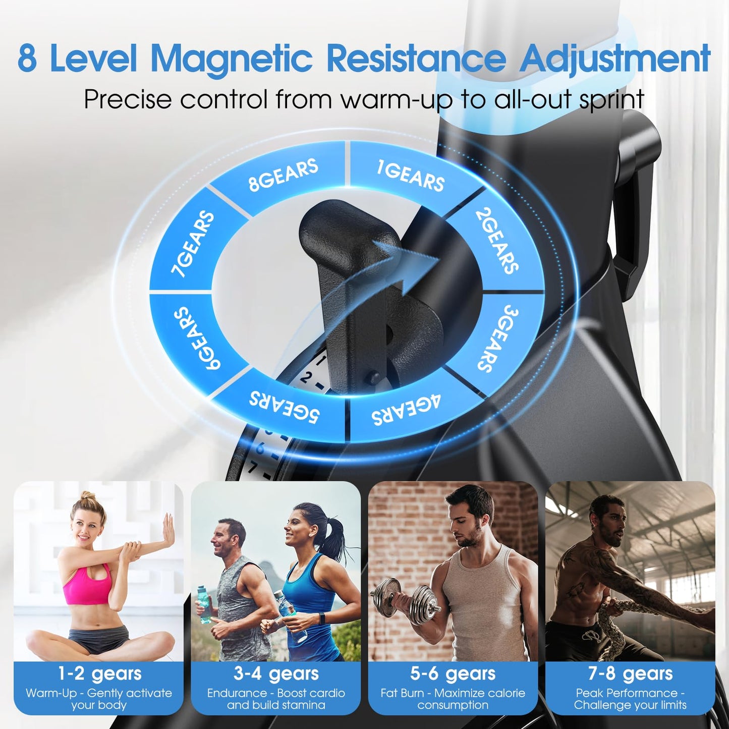 HXD-ERGO Exercise Bike, Magnetic & Air Resistance Indoor Bike, Stationary Bike for Home with Silent Belt Drive, Adjustable Resistance, App Compatible Cycling Bike with LCD Monitor, 350lbs Capacity Workout Bike