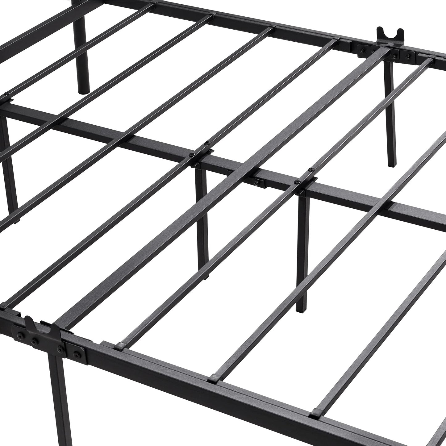 BOFENG Black Queen Size Bed Frames with Wood Headboard,Heavy Duty Platform Bed Frame with Storage No Box Spring Needed,Mattress Foundation,Strong Steel Slats,Noise Free,Brown