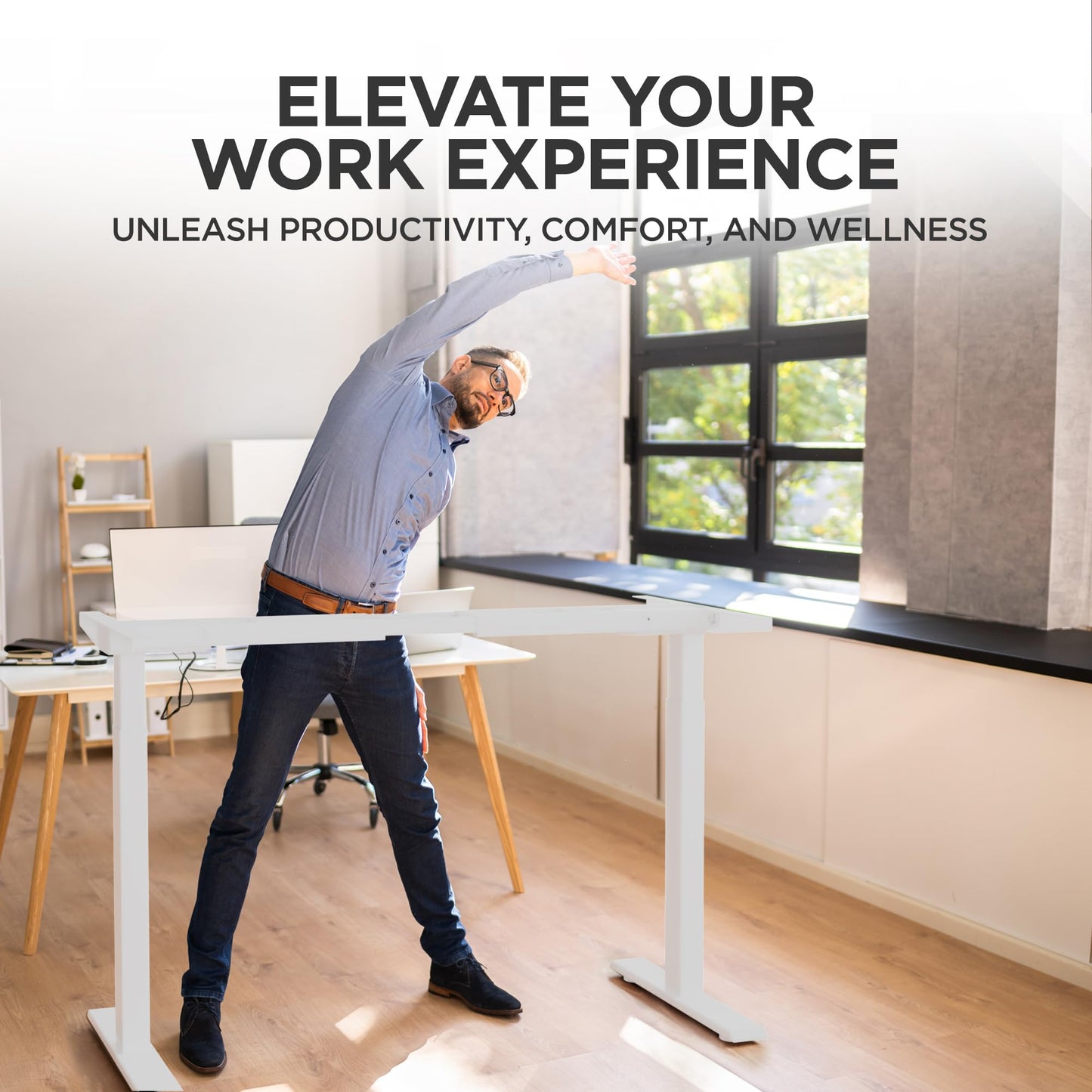 Rise Up Standing Desk Legs, Adjustable Standing Desk Frame Dual Motor w/Memory, Electric Frame Base Height Desktop Table, Sit Stand Electric Table Legs