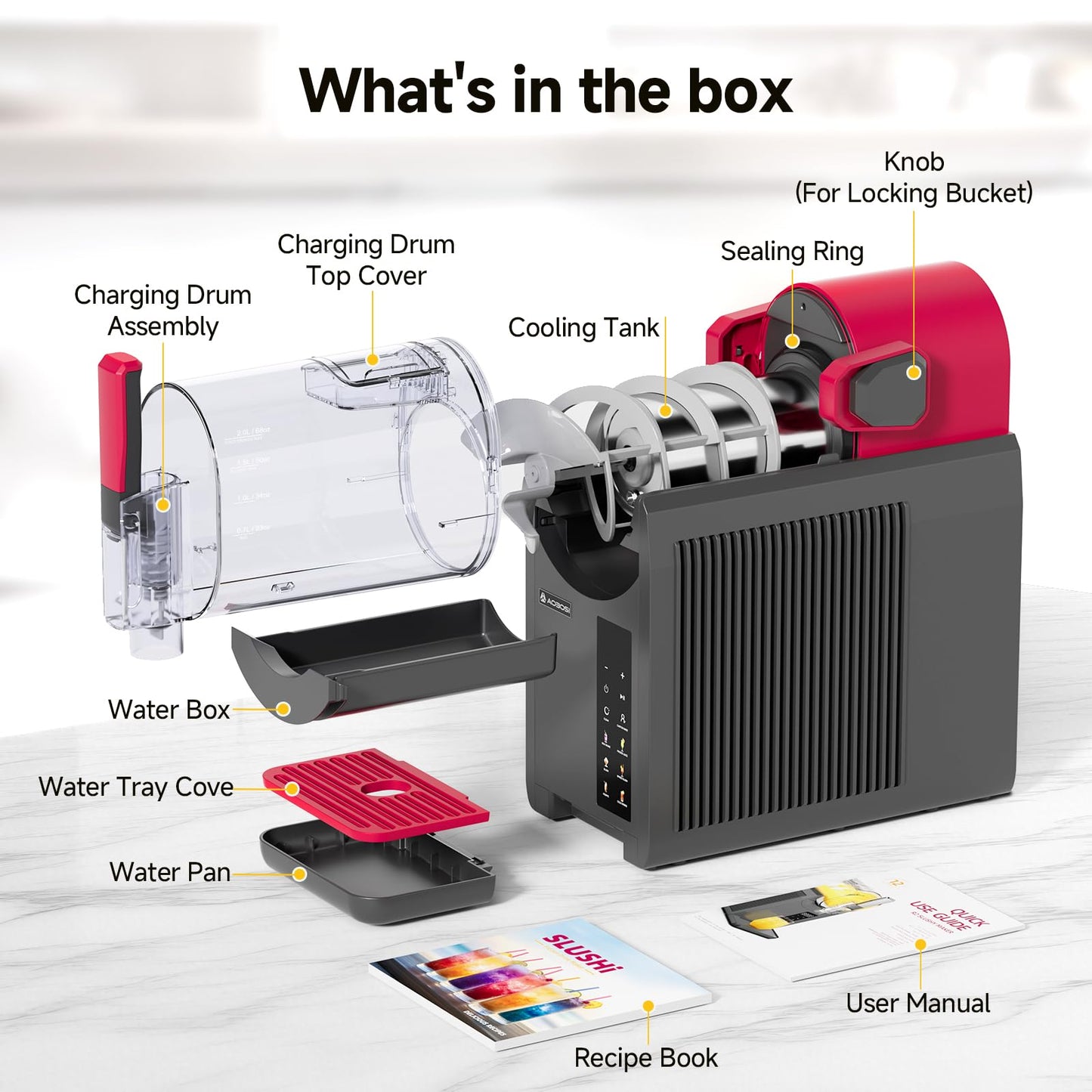 AAOBOSI Slushie Machine for Home, Frozen Drink Machine with Cookbook, Margarita Machine with 6 Presets Programs, No Ice Needed, Auto Cleaning, Slushy Maker for Frozen Margaritas, Cocktails, Frappés