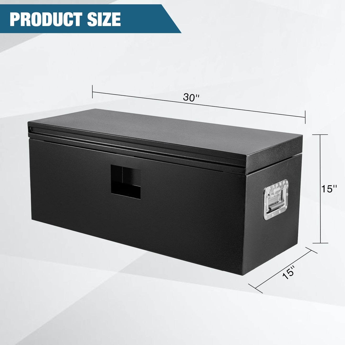 Garvee 30 Inch Black Steel Truck Bed Tool Box, Trailer Tongue Box, Truck Storage Organizer Tool Chest For Truck Bed, RV, Trailer
