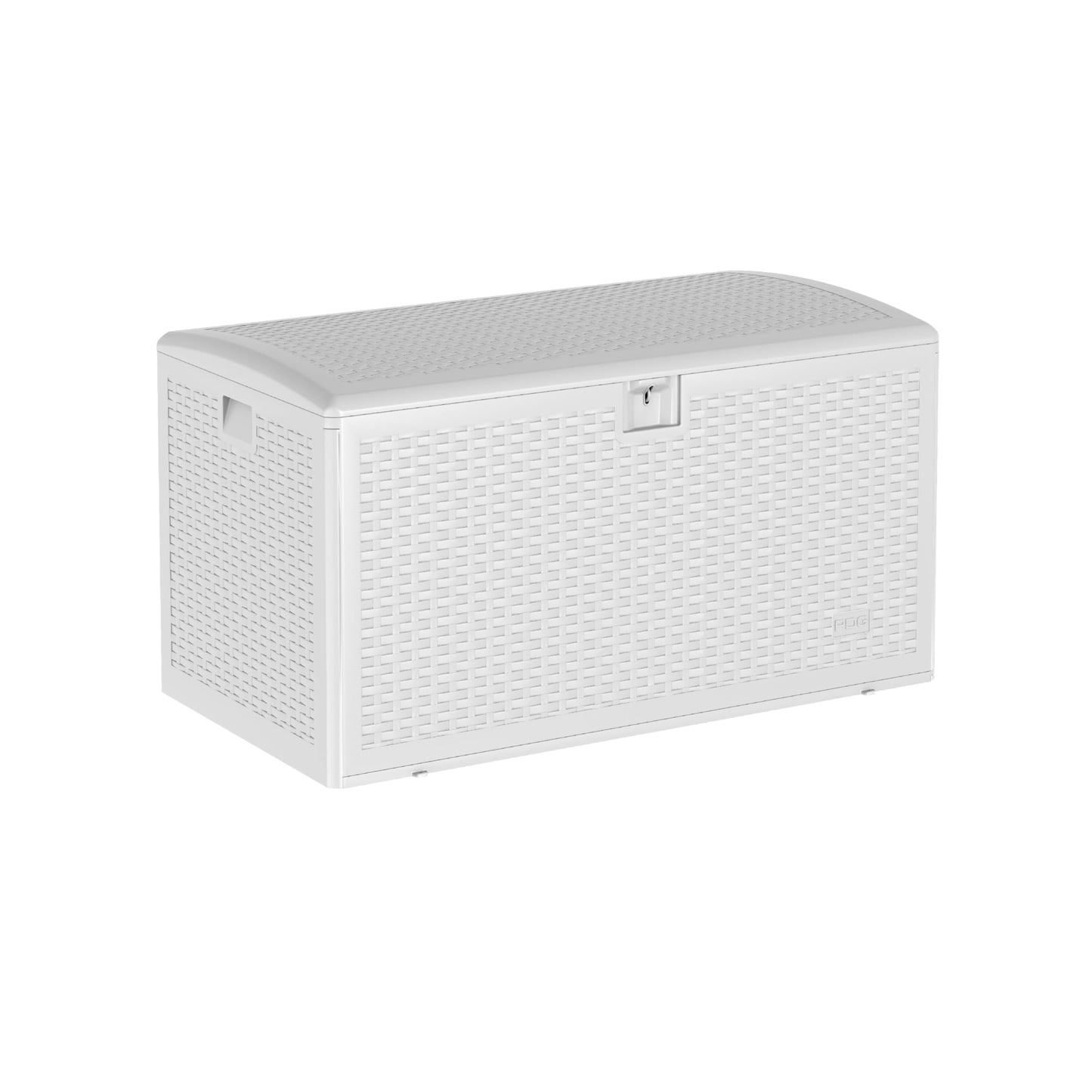 PeacefulHues 99 Gallon Waterproof Large Resin Deck Box Indoor Outdoor, Lockable Storage Container for Patio Furniture Cushions, Throw Pillows, Garden Tools, and Pool Floats, White