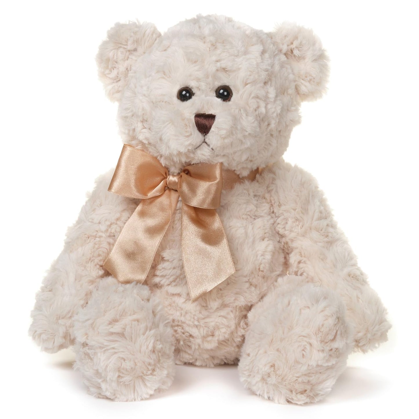 Bearington Huggles Creamy White Teddy Bear Stuffed Animal Toy - 16" Soft-Fur Teddy Bear Plushies with Satin Bow - Cuddly Stuffed Bears Plush Gift for Birthday, Anniversary, Holiday, or Graduation