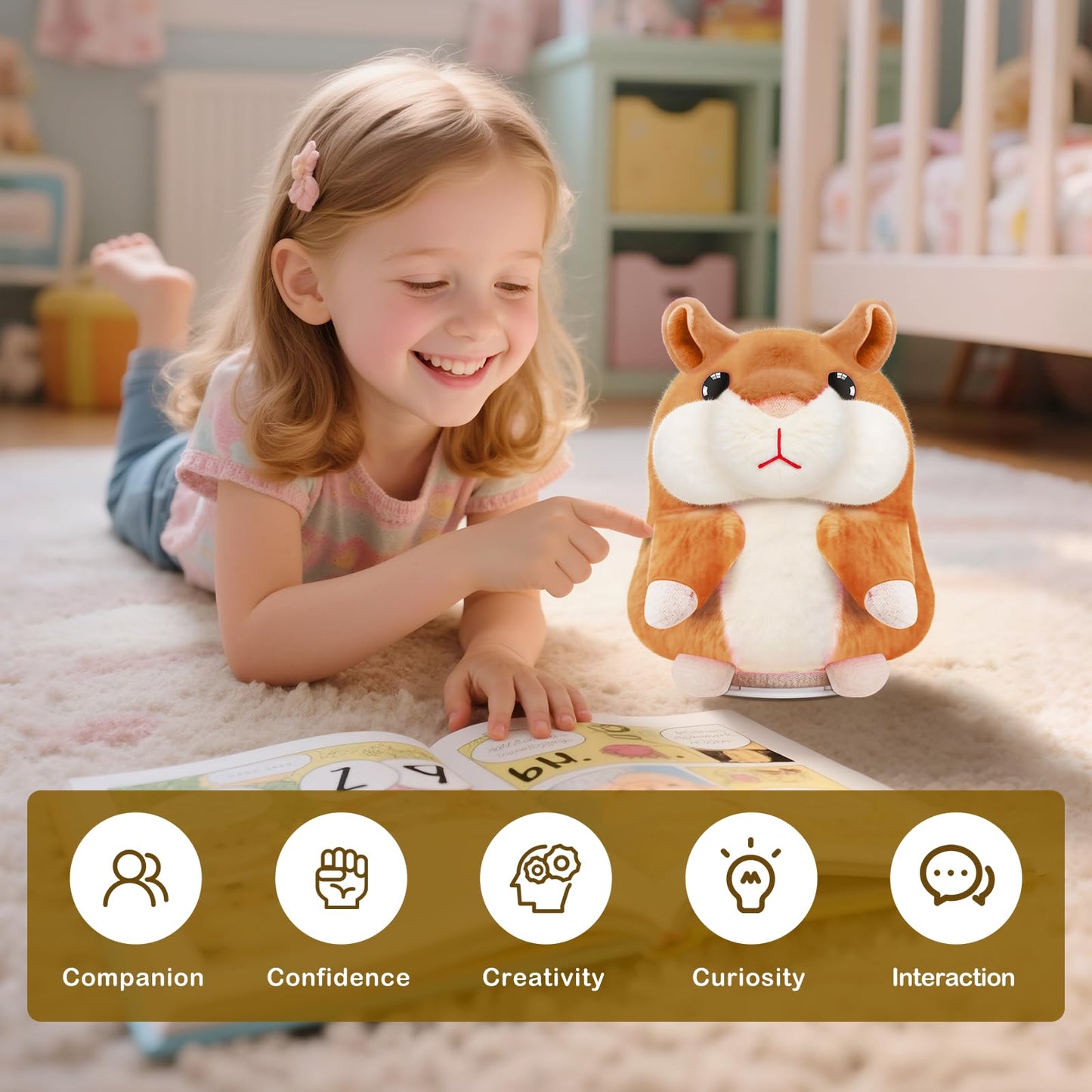 SANJOIN Kids Toddler Toys for Ages 2-4, Talking Hamster Repeats What You Say for Boys Girls, Interactive Plush Repeating Toy Gifts for 2 3 4 5 6 8 Year Old Boy Girl Birthday Gift (Brown)