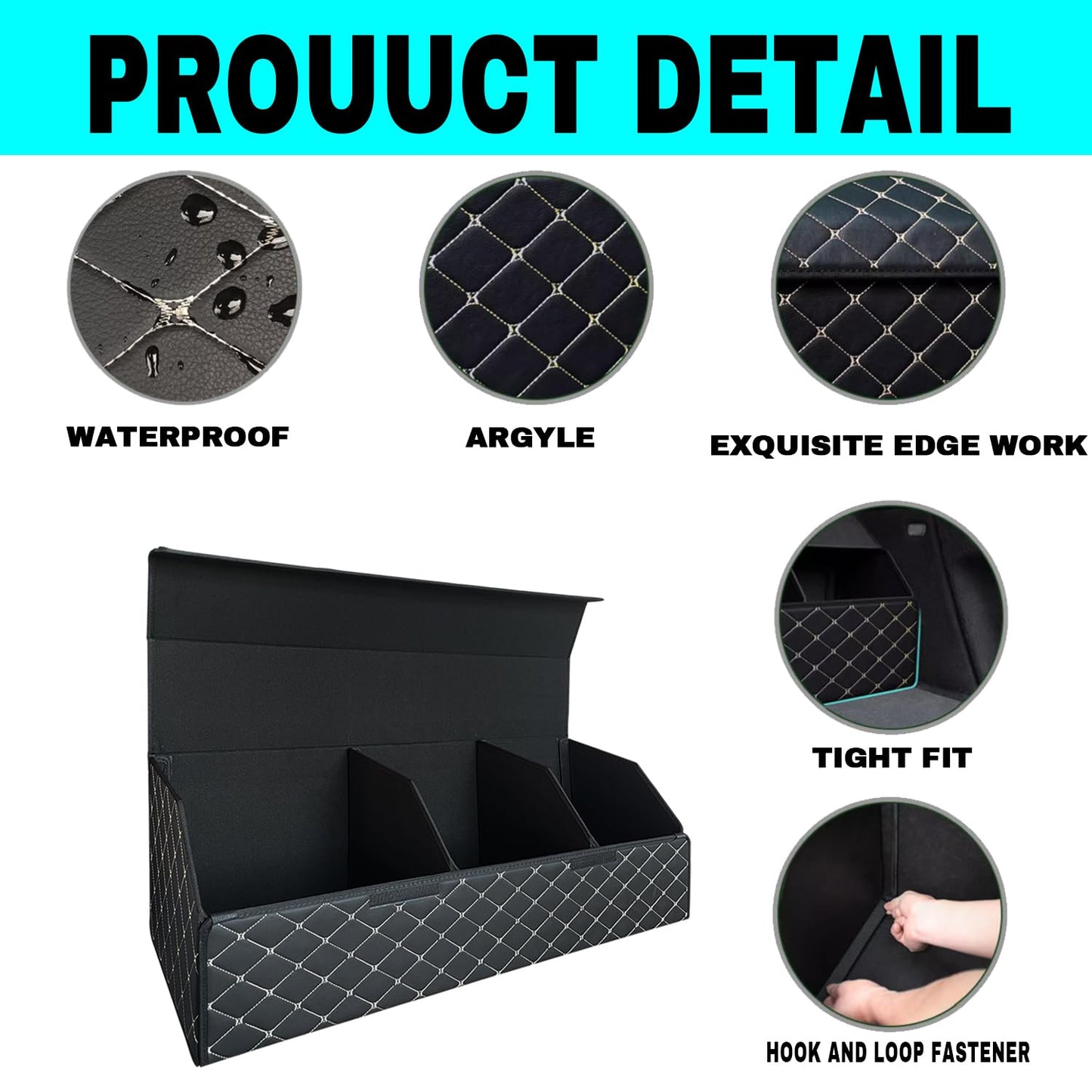 MAIBAOYUAN Car Trunk Organizer for LX 470/570 - Custom Fit, 4-Layer Cover, Large Space Outdoor Trunk Organizer with Leather, Hook and Loop Fastener Fix, All-Season Use