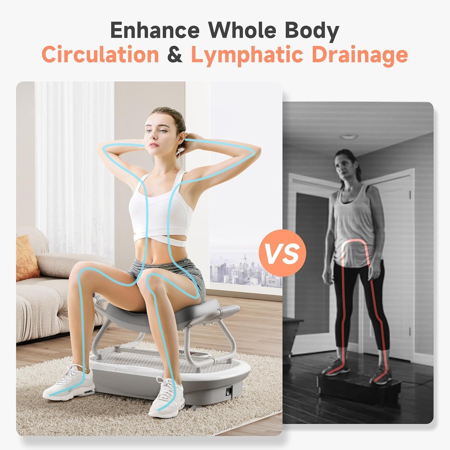 Wonder Core Rock N Fit - Vibration Plate Exercise Machine, Whole Body Vibration Platform with Seat, Body Shaker for Weight Loss, Lymphatic Drainage, Recovery, Home Fitness Equipment