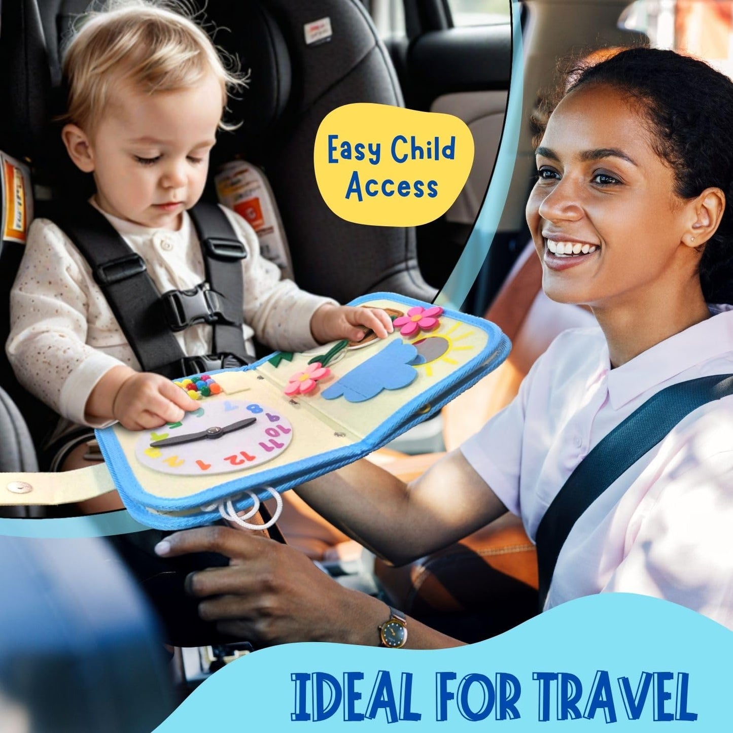 THREE-IN-ONE Toddler Backpack 1-3, Busy Book and Leash, Montessori Toys for 1 2 3 4 Year Old, Autism Sensory Toys, Travel Toys for Airplane Car, Pre-K Learning Fine Motor Skills, Gifts for Girl Boy