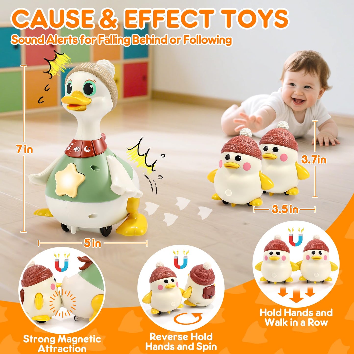LUDILO Infant Baby Toys 6-12 Months: Musical Crawling Duck Toy Must Have 6 7 8 9 10 12 18 Month Old Baby Toy 6-12-18 Month Newborn Tummy Time Toys for 1 Year Old Boy Girl Gifts Stocking Stuffers