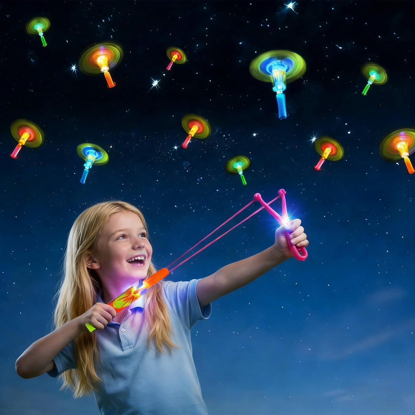 30 Packs Glow in the Dark Flying Toys Slingshots Rocket helicopter with Whistle for Kids,Glow Party Pavor Supplies for Kids Adults,Light up Toys for Camping Games Birthday Gifts Easter Basket Stuffer