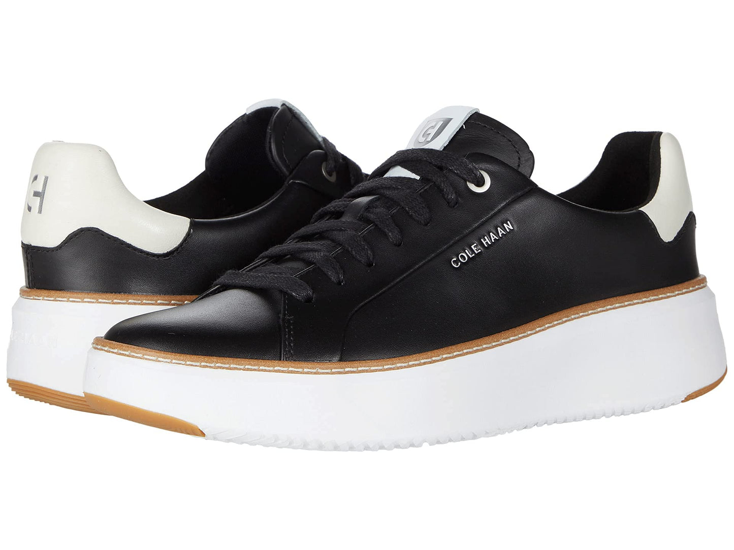 Cole Haan Womens Grandpro Topspin Sneaker, Black/Optc Wht/Cyber Yellow, 8-C US