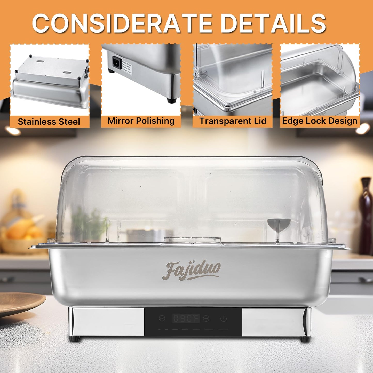 Electric Chafing Dish, 2X4.5QT Buffet Servers and Warmers, Stainless Steel Chaffing Dishes with Temperature Control Display, Commercial Food Warmers for for Parties, Catering, Buffets