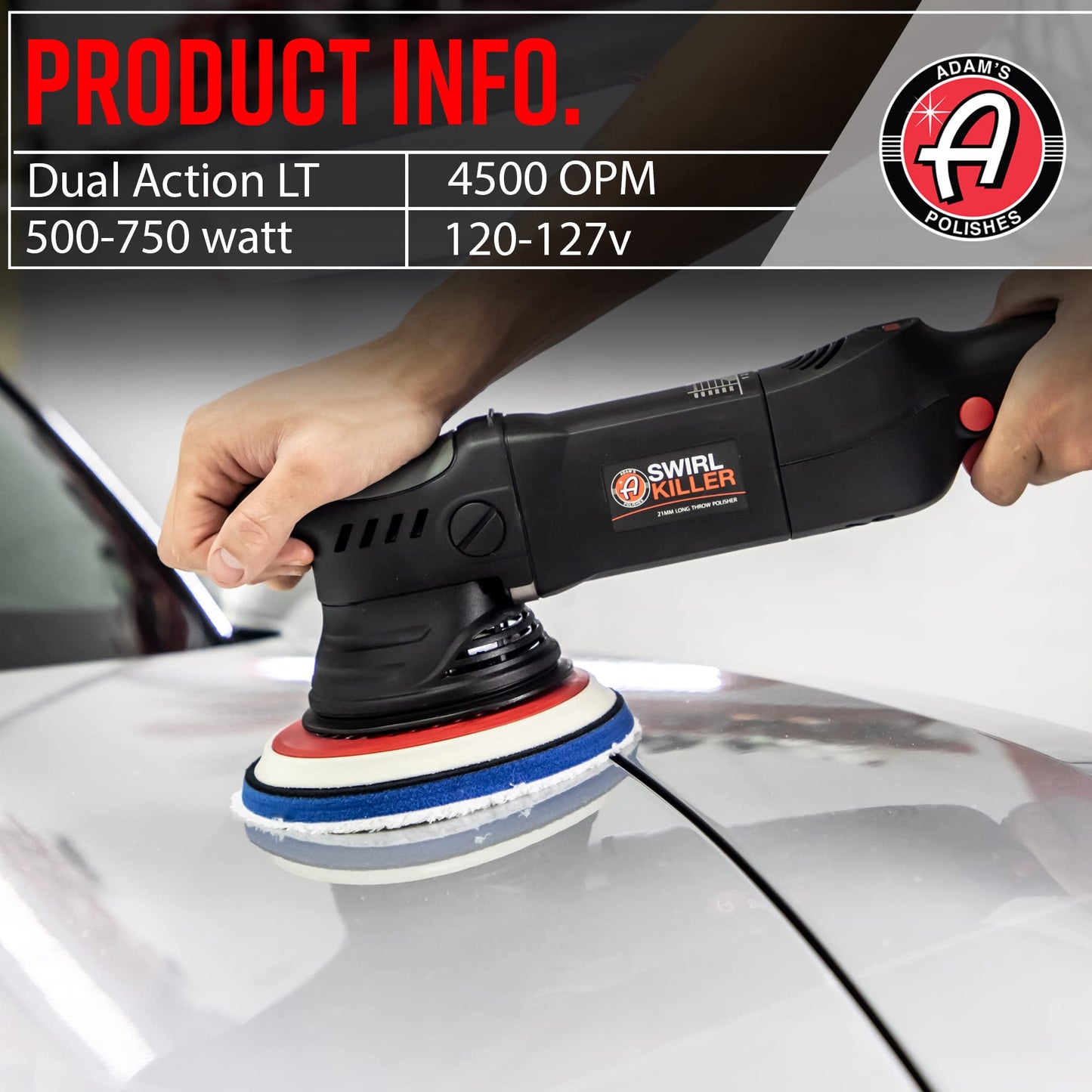 Adam's Polishes Swirl Killer 21mm Polisher - Orbital Polishing Paint Correcting Buffer Tool - Car Scratch Remover, Correcting Polish - Use Post Car Wash Clay Bar & Pre Wax or Ceramic Coating