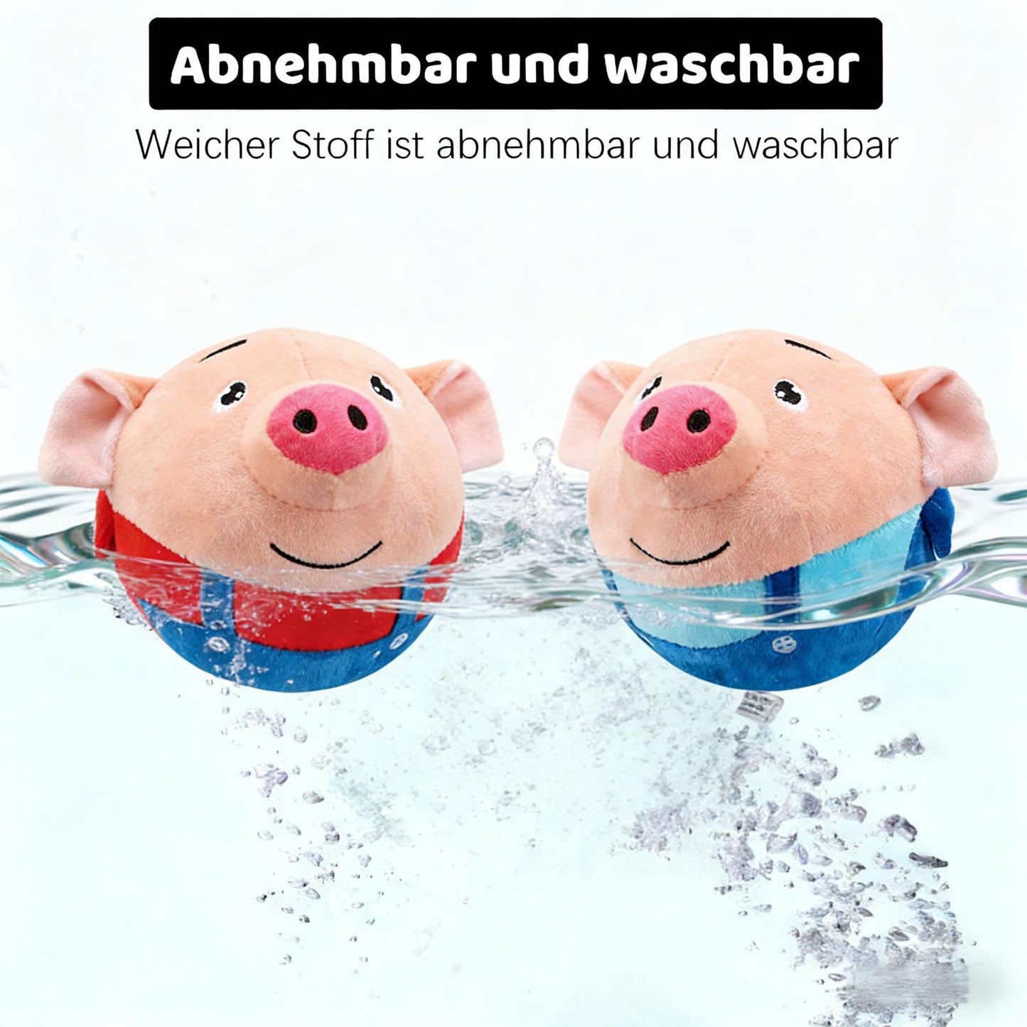 【2PCS】Interactive Dog Toys,Active Moving Pet Plush Toy with Recording & Music Modes,Jumping Squeaky Song shaking Interactive Dog Ball,Dog Toys to Keep Them Busy,Replaceable Coat (Blue Pig + Red Pig)