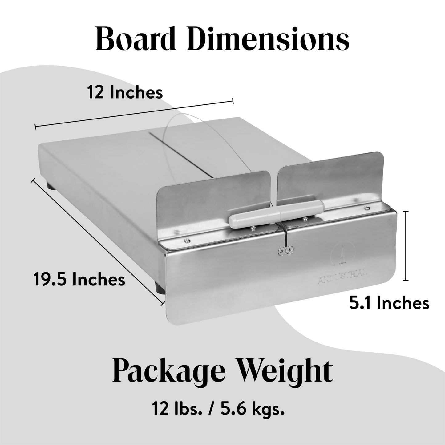 ANDUSTRIAL - Premium Cheese Slicing Wires and Stainless Steel Cutting Board - 6 Wires 34" + 2 Pairs of Handles + 1 Cheese Cutting Board (Cheese Slicing Board (L), 19.5" X 12")