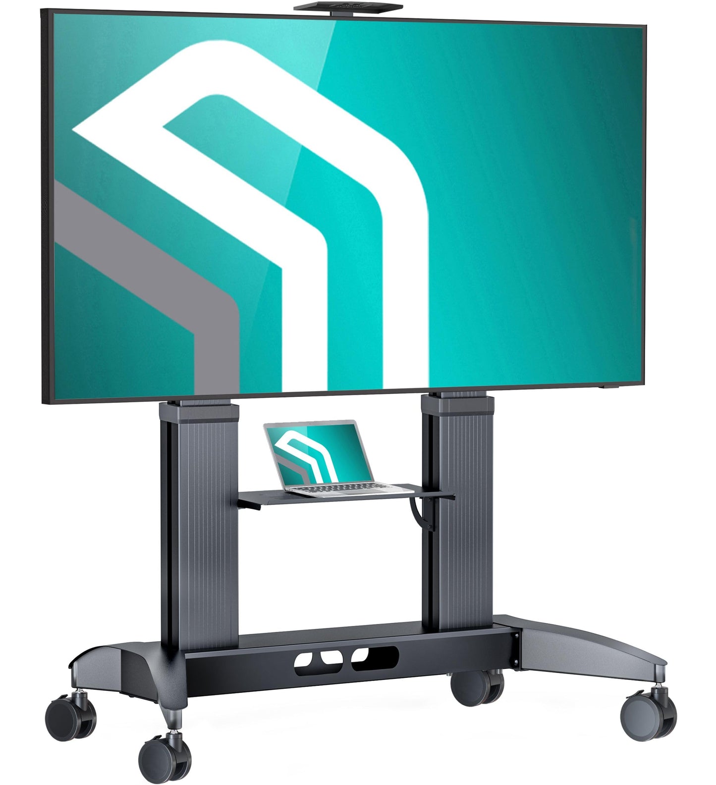 ONKRON Mobile TV Stand on Wheels for 70-110 Inch Screen, max Load 320 lbs, Heavy Duty, Height Adjustable TV Portable Stand, max VESA 1000x600, Aluminum TV Cart Rolling TV Stand with Shelf Black