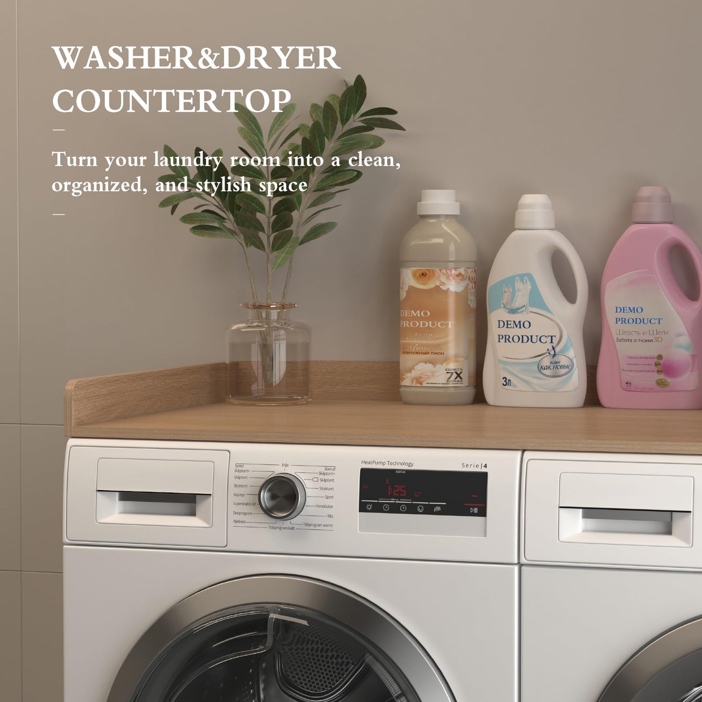 Drconox Washer Dryer Countertop, 27.5" x 54" Inch Washer and Dryer Covers for The Top for Laundry Room Organization, Oak