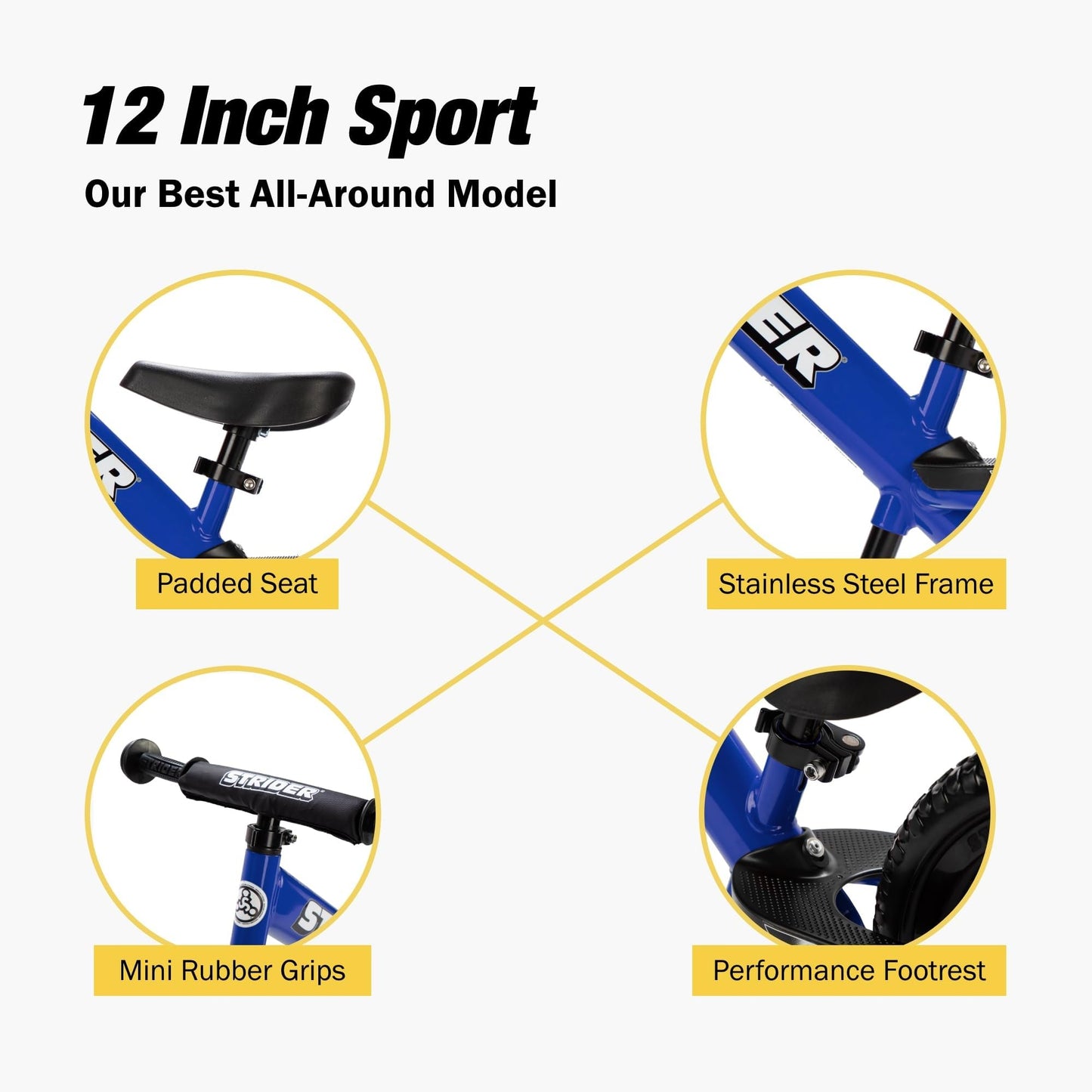 Strider Sport 2-in-1 Rocking Bike Blue - Helps Teach Baby How to Ride a Balance Bicycle - for Kids 6 Months to 4 Years - Easy Assembly & Adjustments