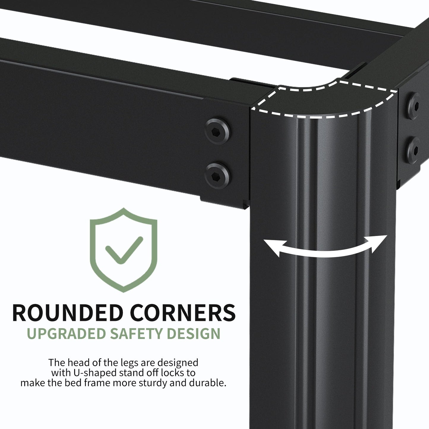 Lutown-Teen 10 Inch King Bed Frame with Rounded Corner Legs, 2000 LBS Heavy Duty Metal King Size Platform Bed Frame No Box Spring Needed, Noise Free, Easy Assembly, Black
