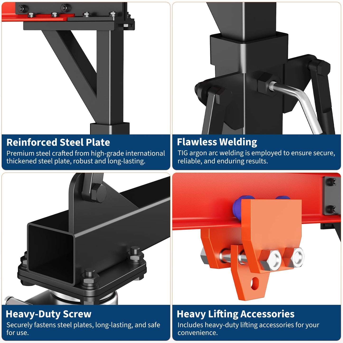 2200 LBS Gantry Crane with 8-12 FT Adjustable Height, 1 Ton Gantry Crane, Shop Crane Lift Hoist for Warehouse, Factory(with Manual Trolley & Hoist, Lifter, Sling, Hooks, Shackles, Links)