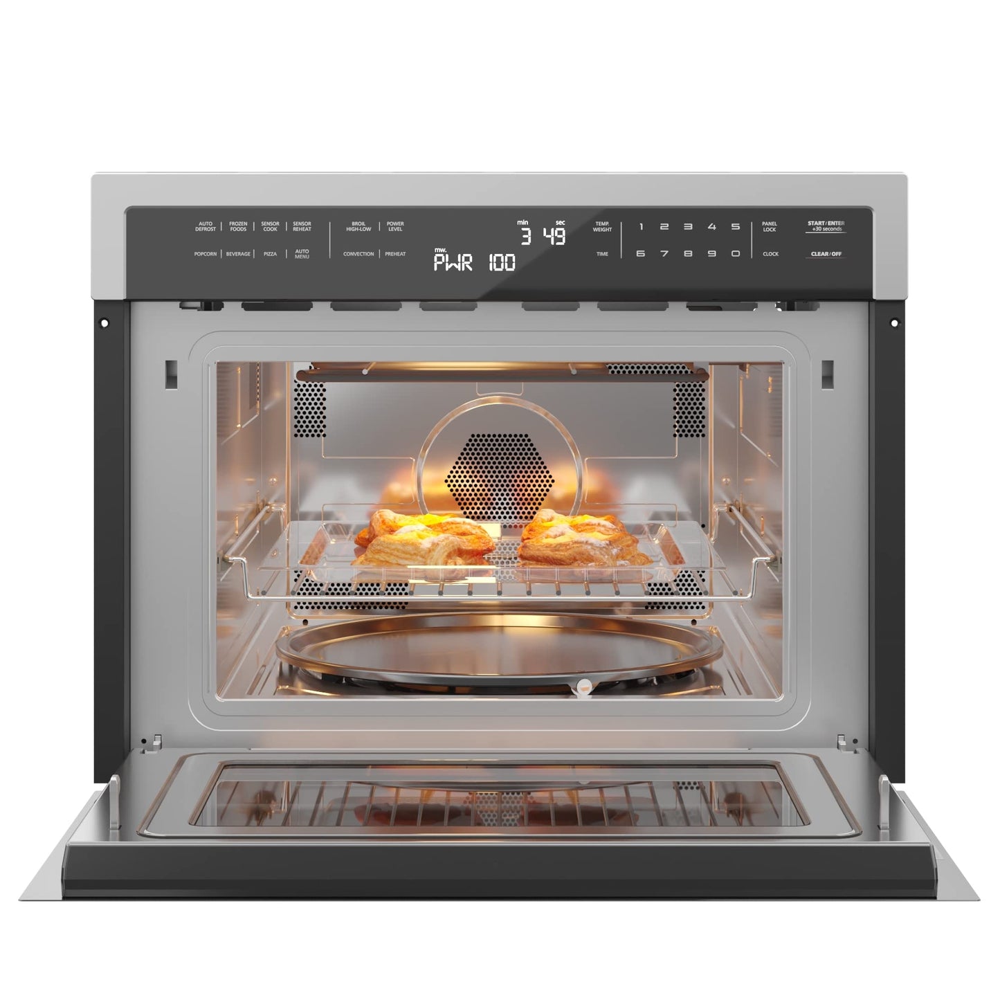 KoolMore 24 Inch Built-in Convection Oven and Microwave Combination with Broil, Soft Close Door, 1000 Watt Power, Stainless Steel Finish, Touch Control LCD Display (KM-CWO24-SS)