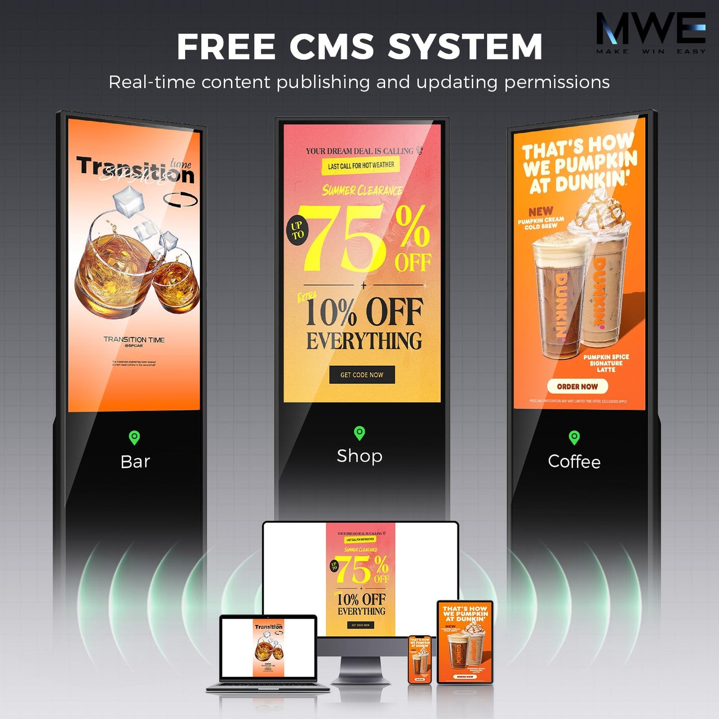 32 Inch Indoor Digital Signage Ultra HD Advertising Display Kiosk with Android OS Support Customizable Content and HDMI Input Commercial Totem Perfect for Retail Stores, Offices,and Restaurants