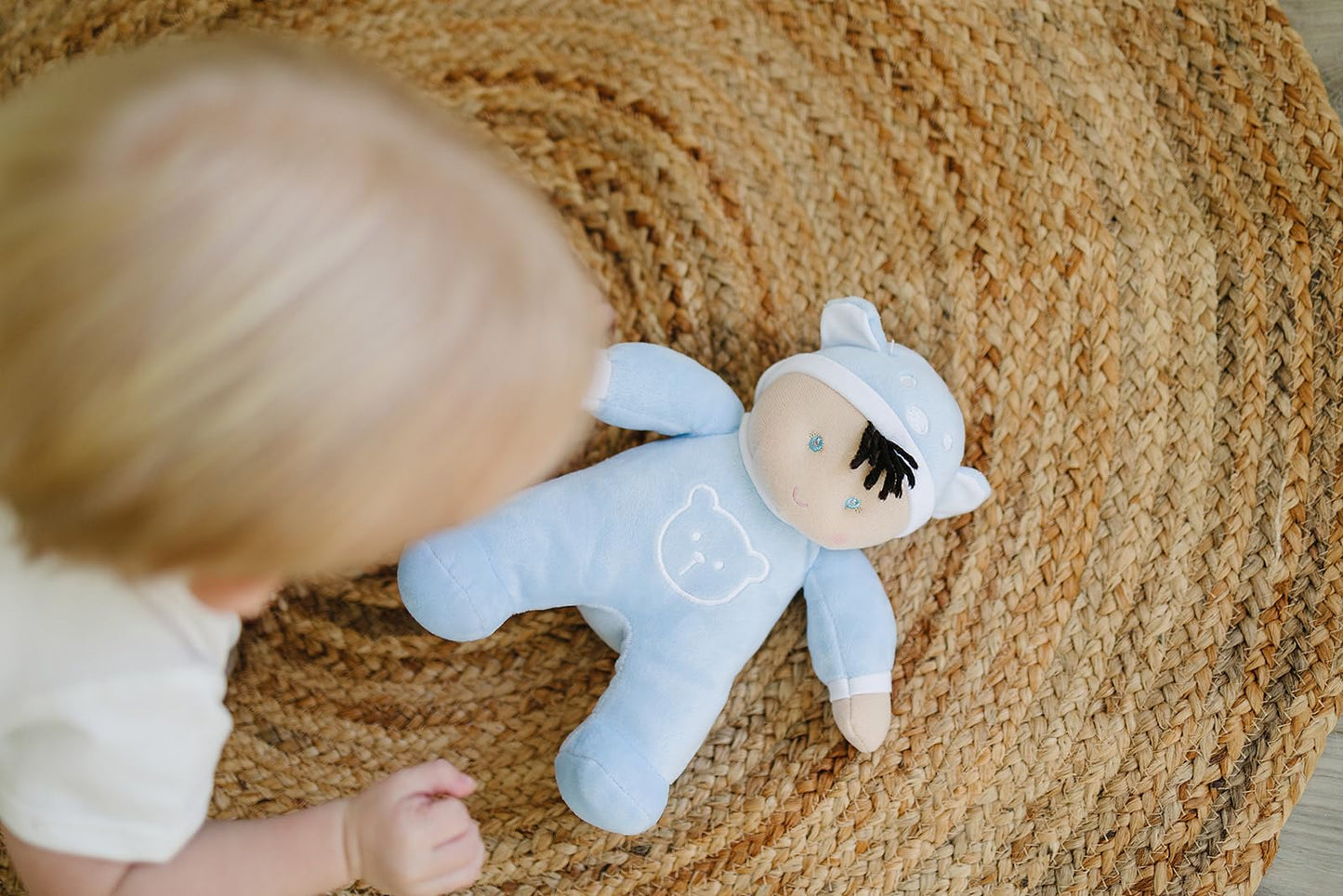 Baby Boy Toys, Boy Baby Doll, My First Doll in Blue with Rattle, Soft Plush Material, Machine Washable, Non-Toxic, No Hard Parts, Made for Hugs, Sweet for Newborn, Infant, Toddlers