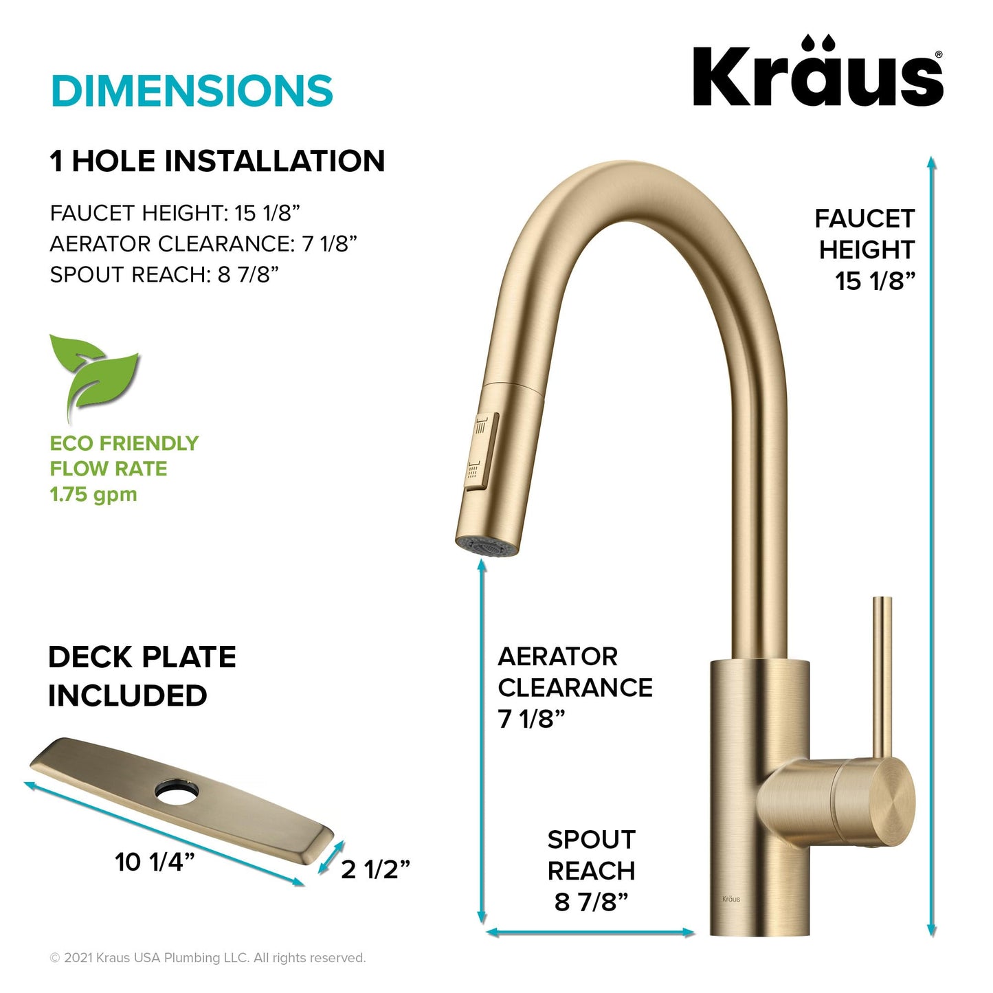 KRAUS Oletto Single Handle Pull Down Kitchen Faucet with QuickDock Top Mount Installation Assembly in Spot Free Antique Champagne Bronze, KPF-2620SFACB