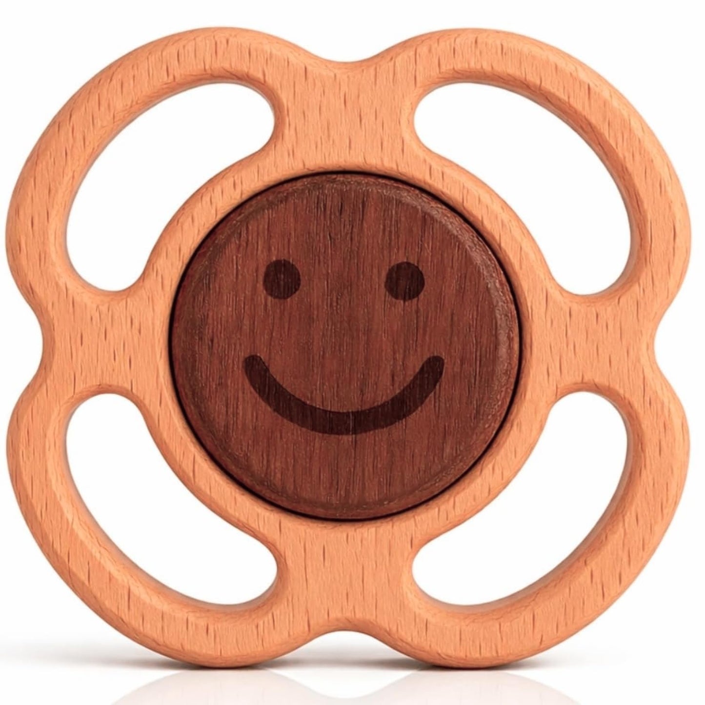 Wooden Baby Rattle & Teething Ring Flower | Natural Montessori Teething Toy Babies 0-3 3-6 6-12 Months | Non-Toxic Organic Hardwood Teether | Safe Sensory Toy Boys Girls | Baby Gift