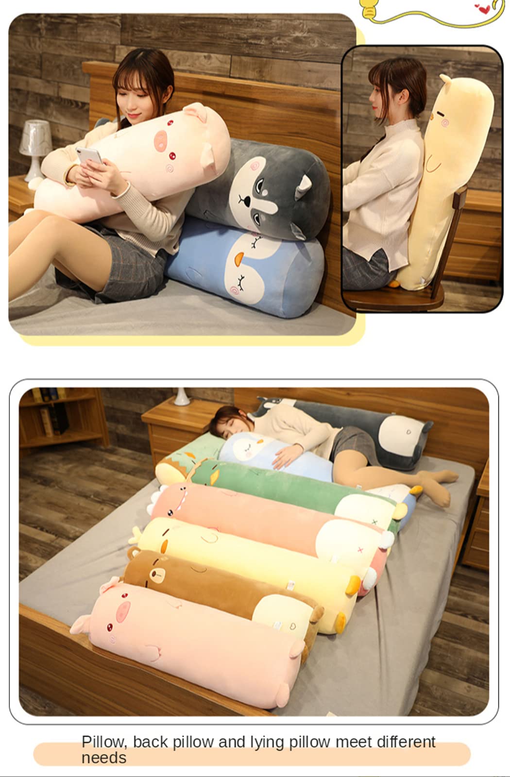 MUPI Long Plush Cute Body Pillows 27" Cuddle Stuffed Animal Shaped Bed Body Pillows Soft Cotton Plushies Doll Toy Gifts (Dinosaurs, 27 Inch)