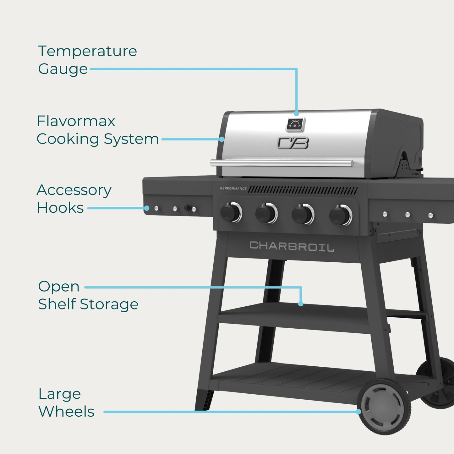 Charbroil Performance Series 4-Burner Gas Grill Cart, Gray - 463253825