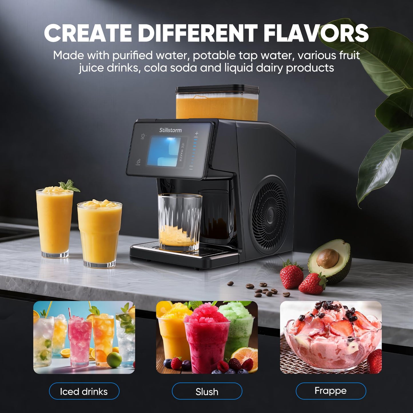 Stillstorm Shaved Ice Machine Snow Cone Maker No Ice Needed，Snowflake Machine with RapidChill Technology, Auto-Clean SUS304, Adjustable Speed Snowflake Maker for Home, Party, Bar...