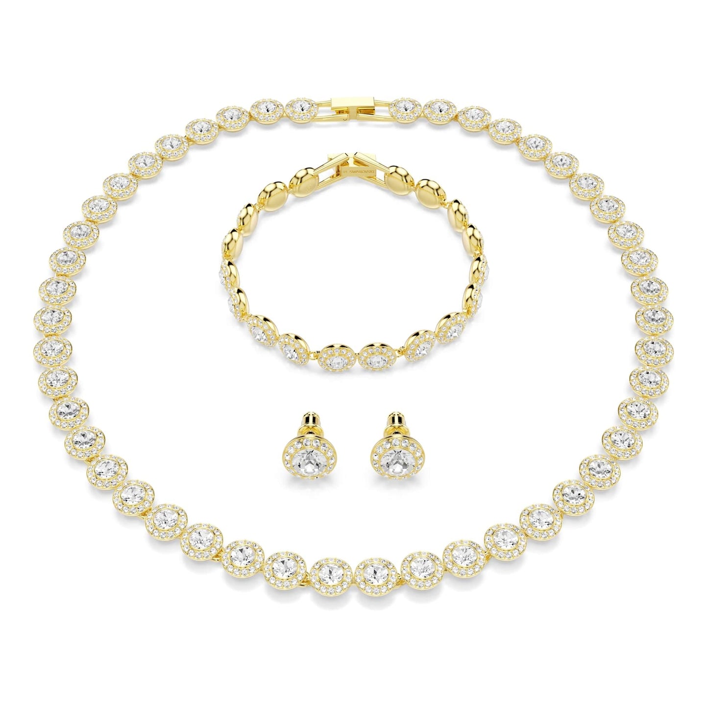 Swarovski Una Angelic set, Set (3), Round cut, Clear, Gold-tone Finish