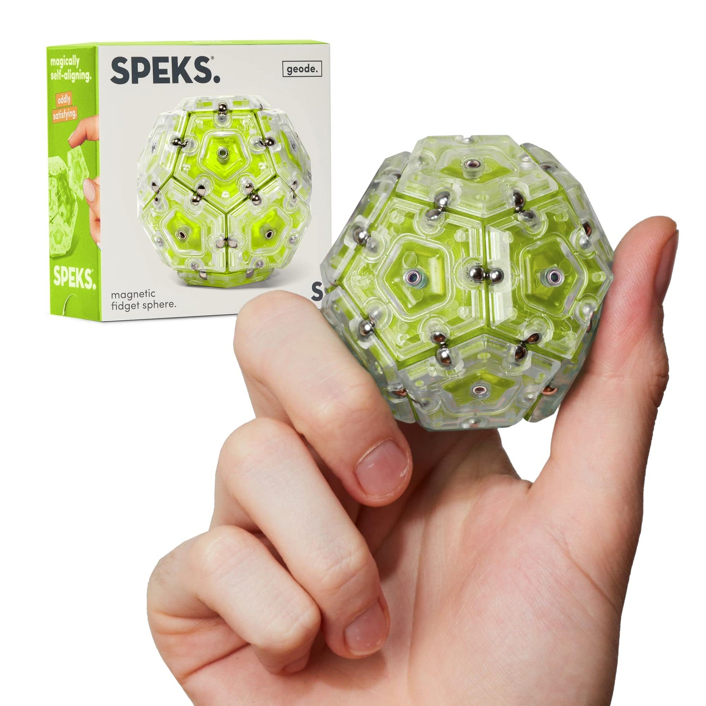 Speks Geode Magnetic Fidget Toy | Sensory Desk Toy for Adults & Teens 14+ | Stress Relief Gift | Sphere, Peridot