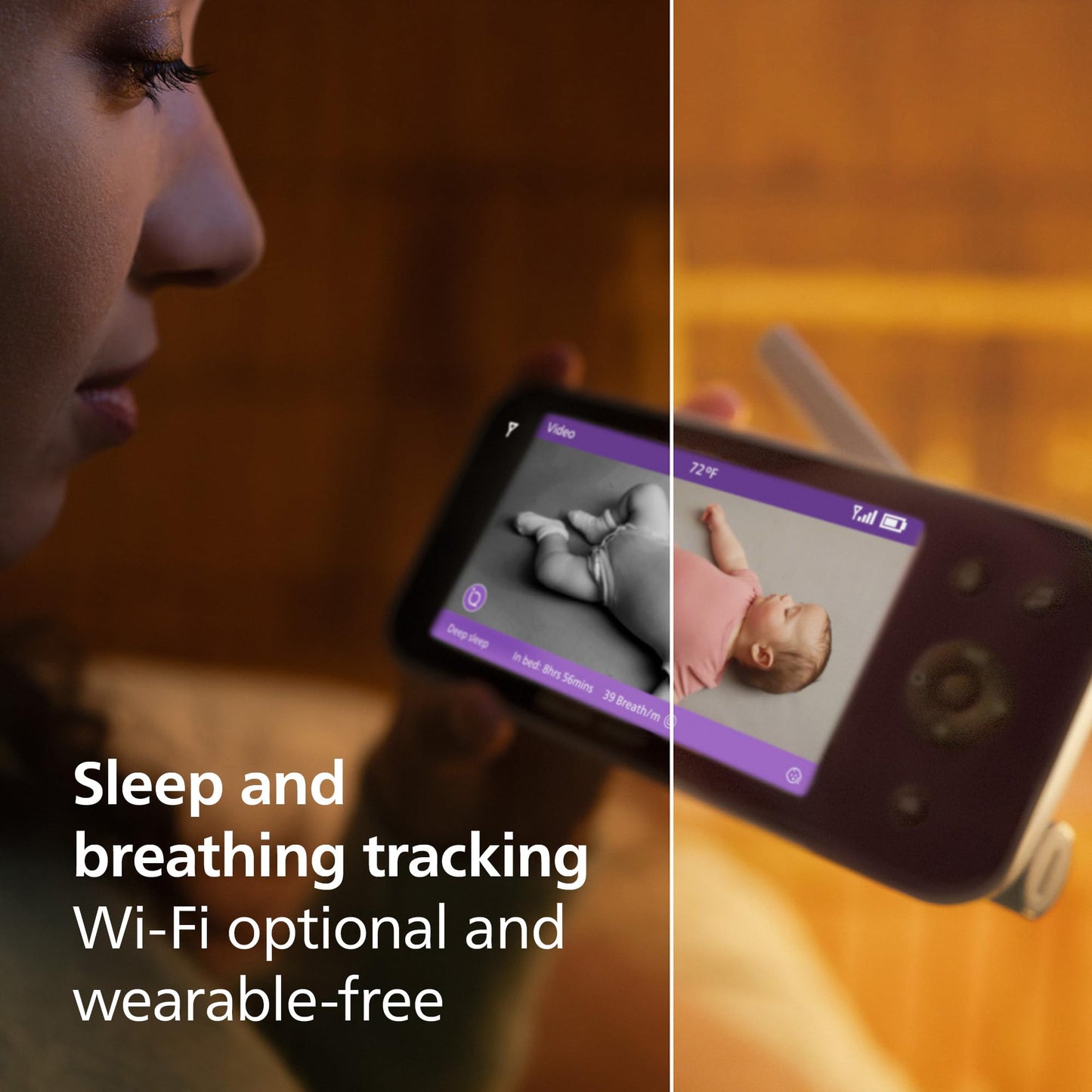 Philips Avent Premium Connected Baby Monitor, with 1080p Camera and App, SenseIQ Sleep and Breathing Rate Tracking, Cry Detection and Translation, Day and Night View, Two-way True Talk Back, SCD973/37