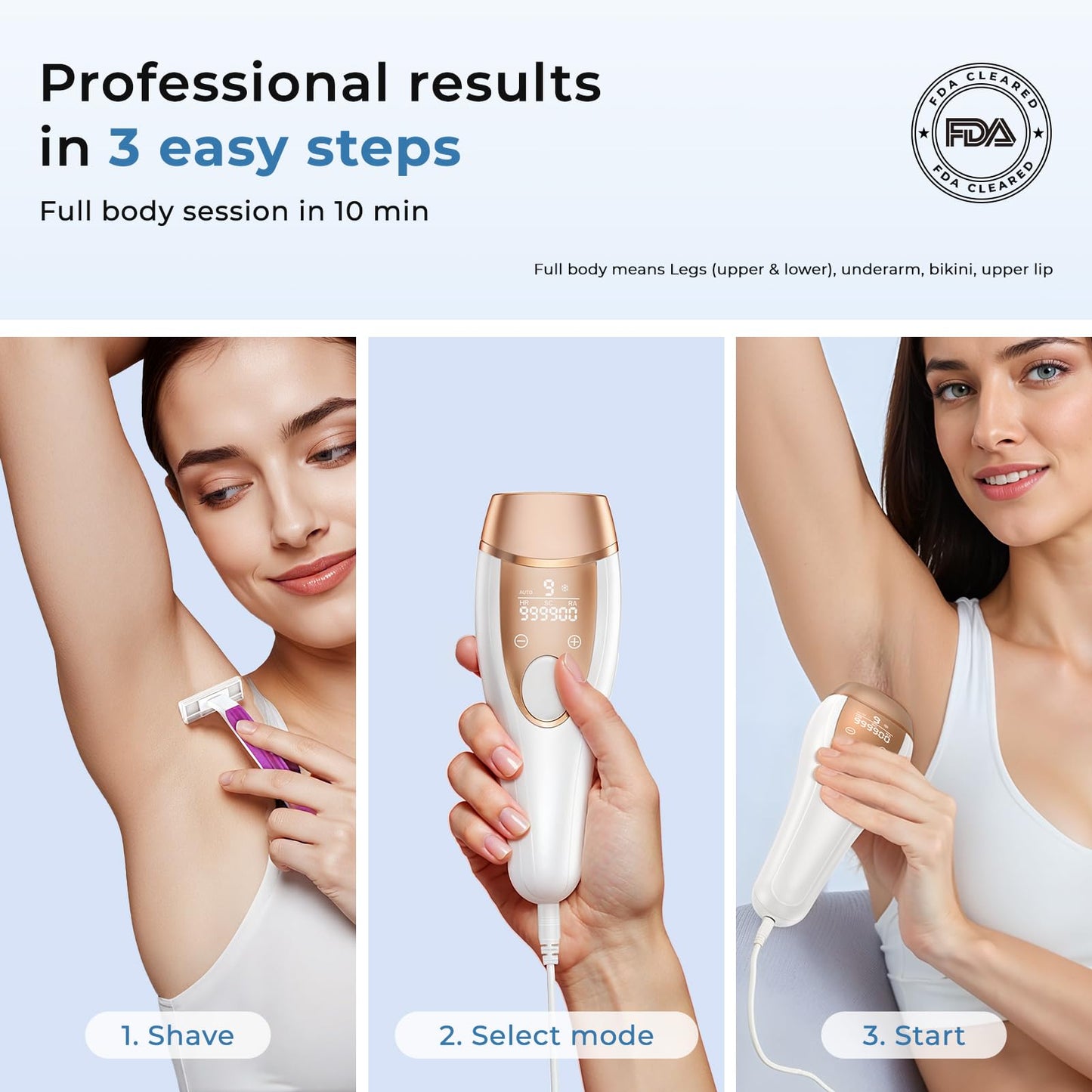 ZAIRUZ Ice Cool Laser Hair Removal for Women & Men, 9-Level Permanent Painless IPL Hair Remover Device for Body Face Legs Armpits Bikini Line, At-Home Use