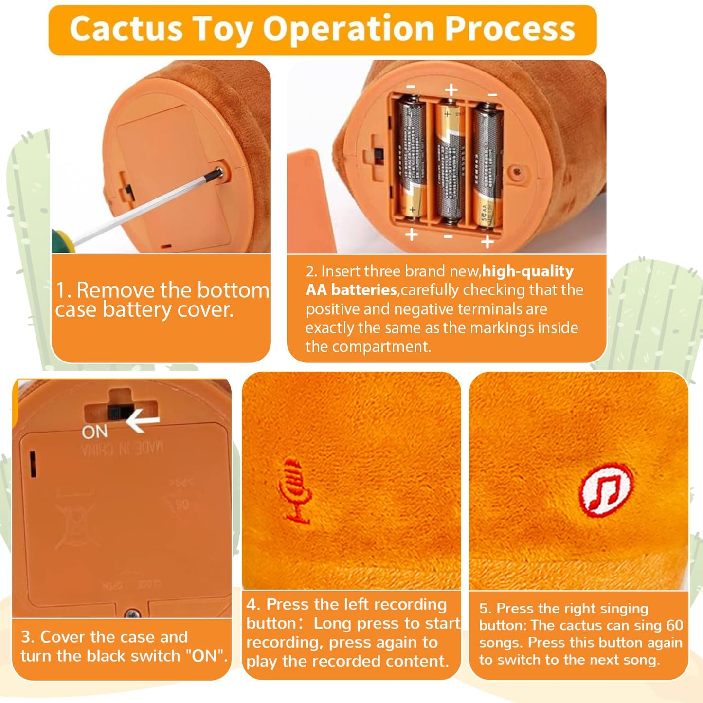 Dancing Talking Cactus Toy, Baby Singing Recording Mimicking Cactus Toy, Repeats What You Say, Musical Interactive Infant Toddler Toys for 1 Year Old Boys Girls, Baby Easter Basket Stuffers Gifts