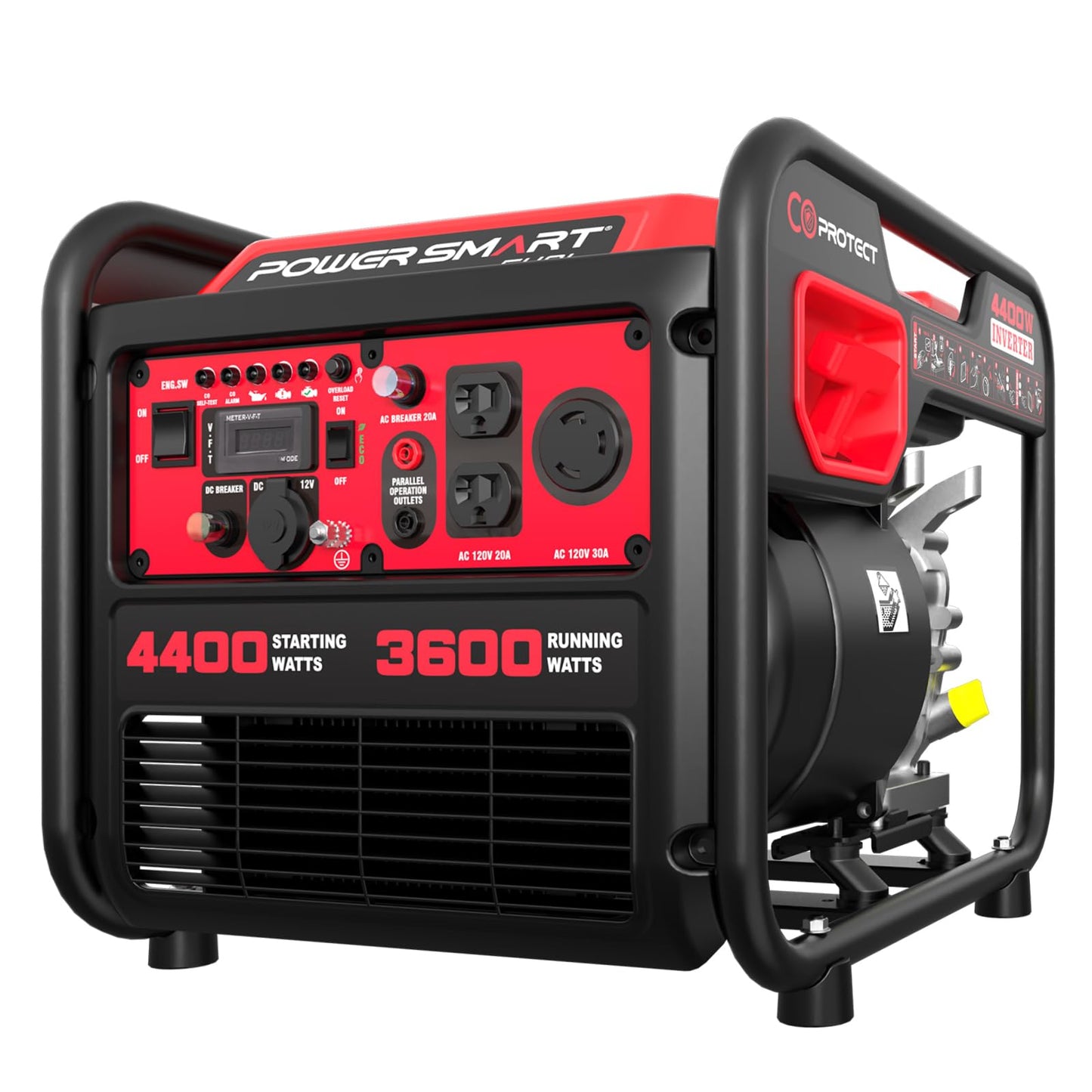 PowerSmart 4400-Watt Gas Powered Portable Inverter Generator, CO-Sensor, Lightweight for Home Use and Emergency Backup, Camping, EPA Compliant